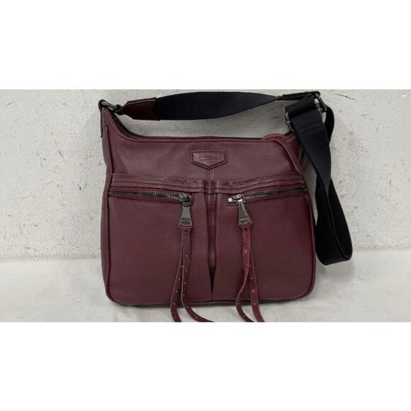 AIMEE KESTENBERG BURGANDY TRIBECCA LEATHER CROSSBODY SHOULDER BAG - Picture 3 of 14